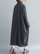 Women High Collar Loose Casual Dress